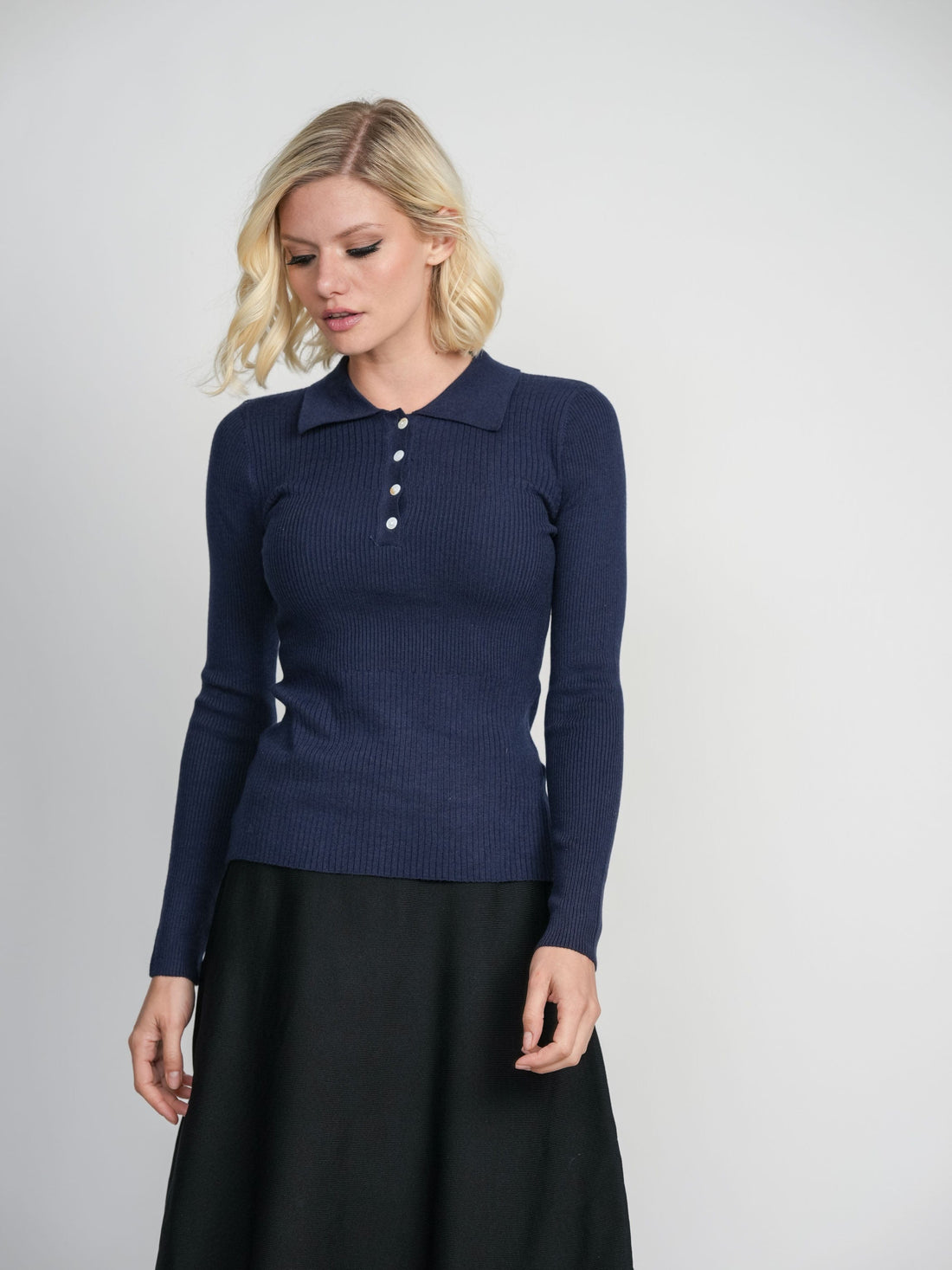 HENLEY SWEATER-NAVY