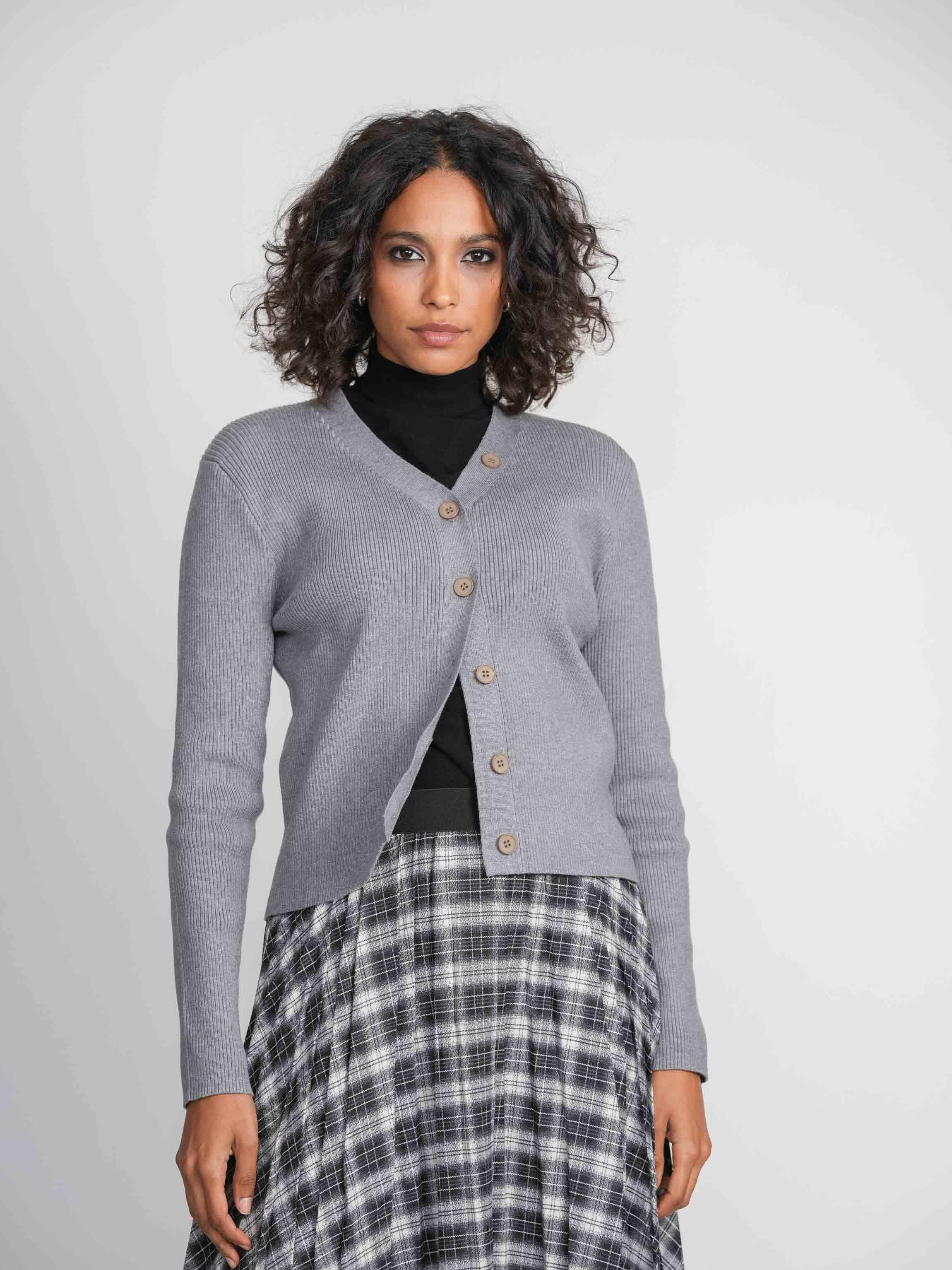 CARDIGAN CANALÉ-GRIS