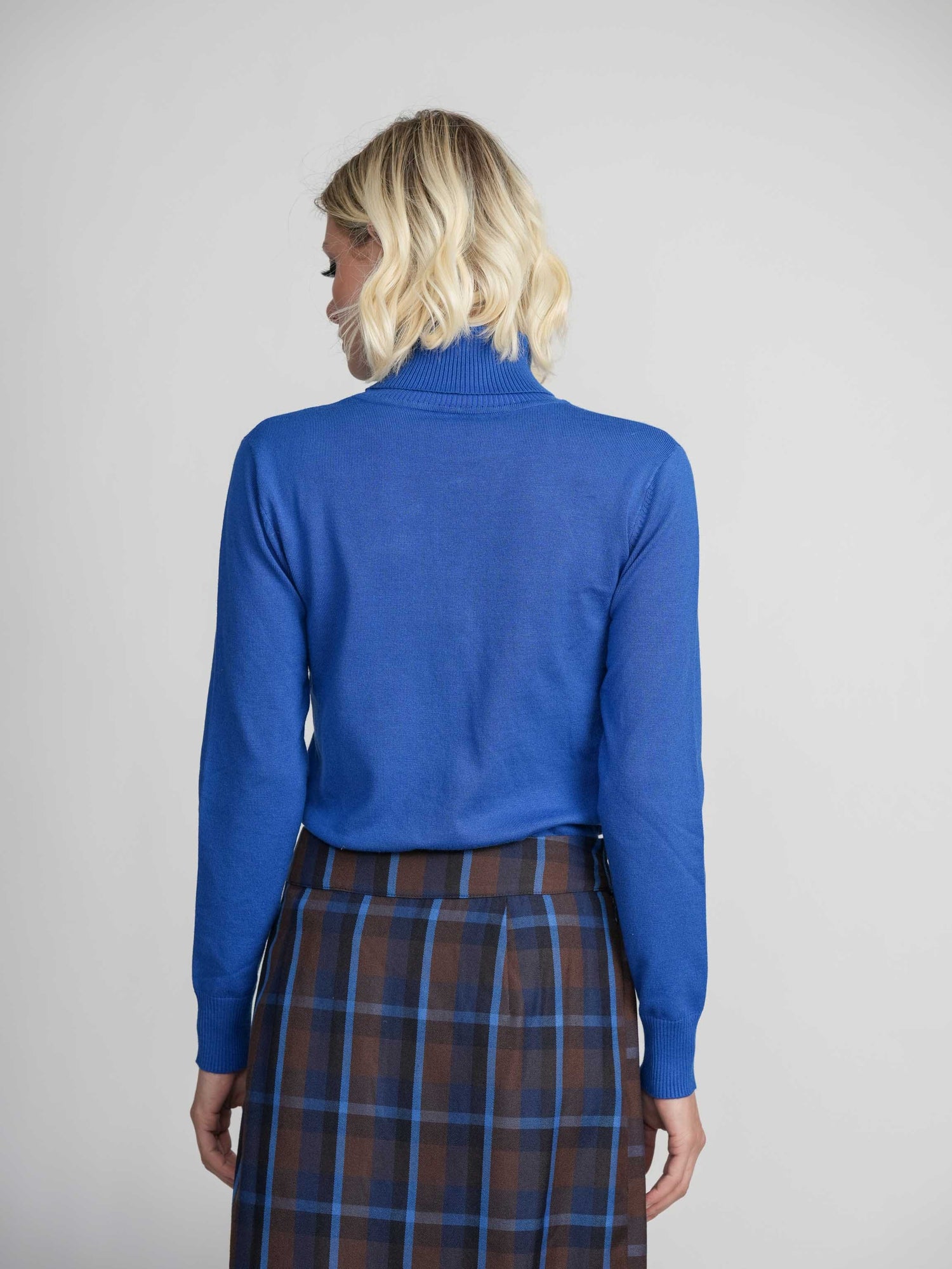 PLEATED TURTLENECK-BLUE