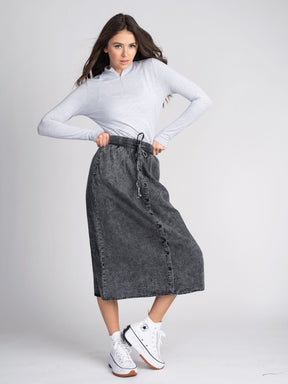 STONE WASHED DENIM SKIRT