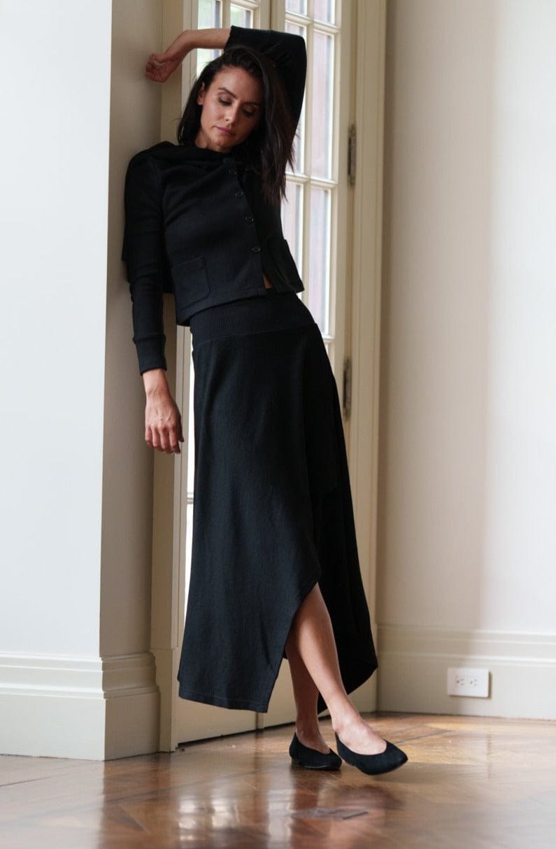 ASYMMETRICAL WOOL SKIRT BLACK Fame on Central