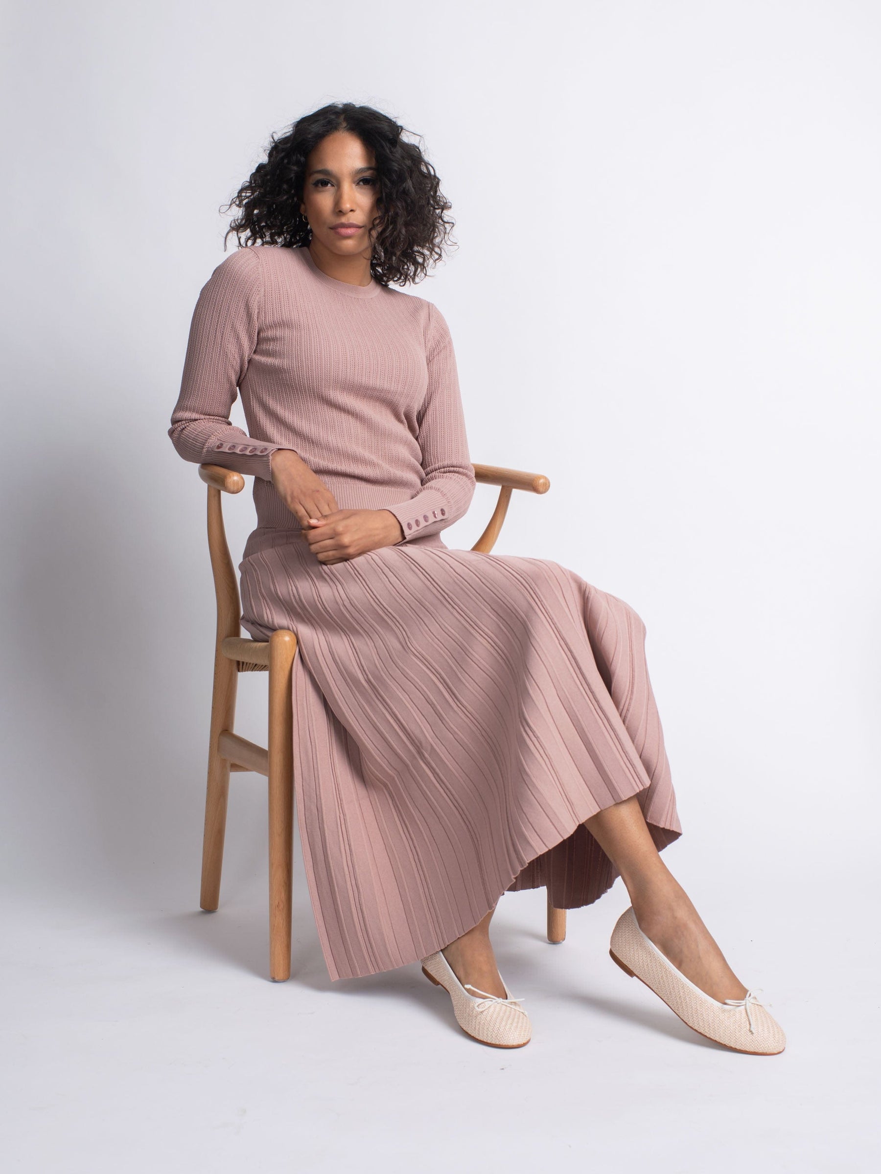KNIT MAXI PLEAT SKIRT-SUMMER COLLECTION