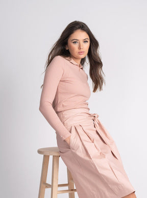 RIBBED COLLAR T-SHIRT LONG SLEEVE
