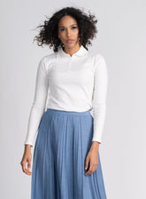 RIBBED COLLAR T-SHIRT 3/4 SLEEVE