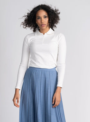 RIBBED COLLAR T-SHIRT 3/4 SLEEVE