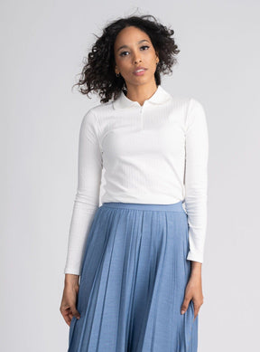 RIBBED COLLAR T-SHIRT LONG SLEEVE