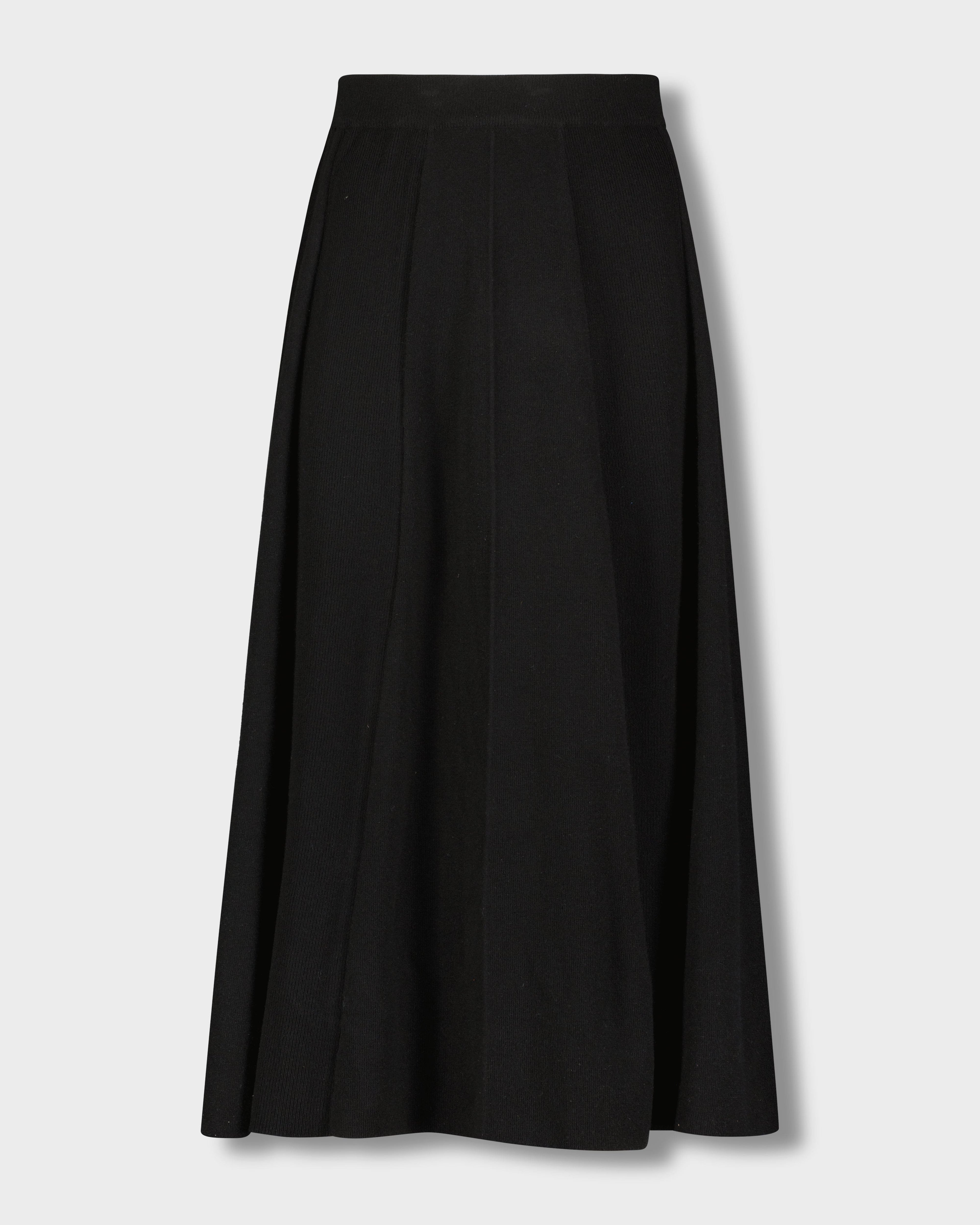 KNIT PANELED SKIRT-BLACK