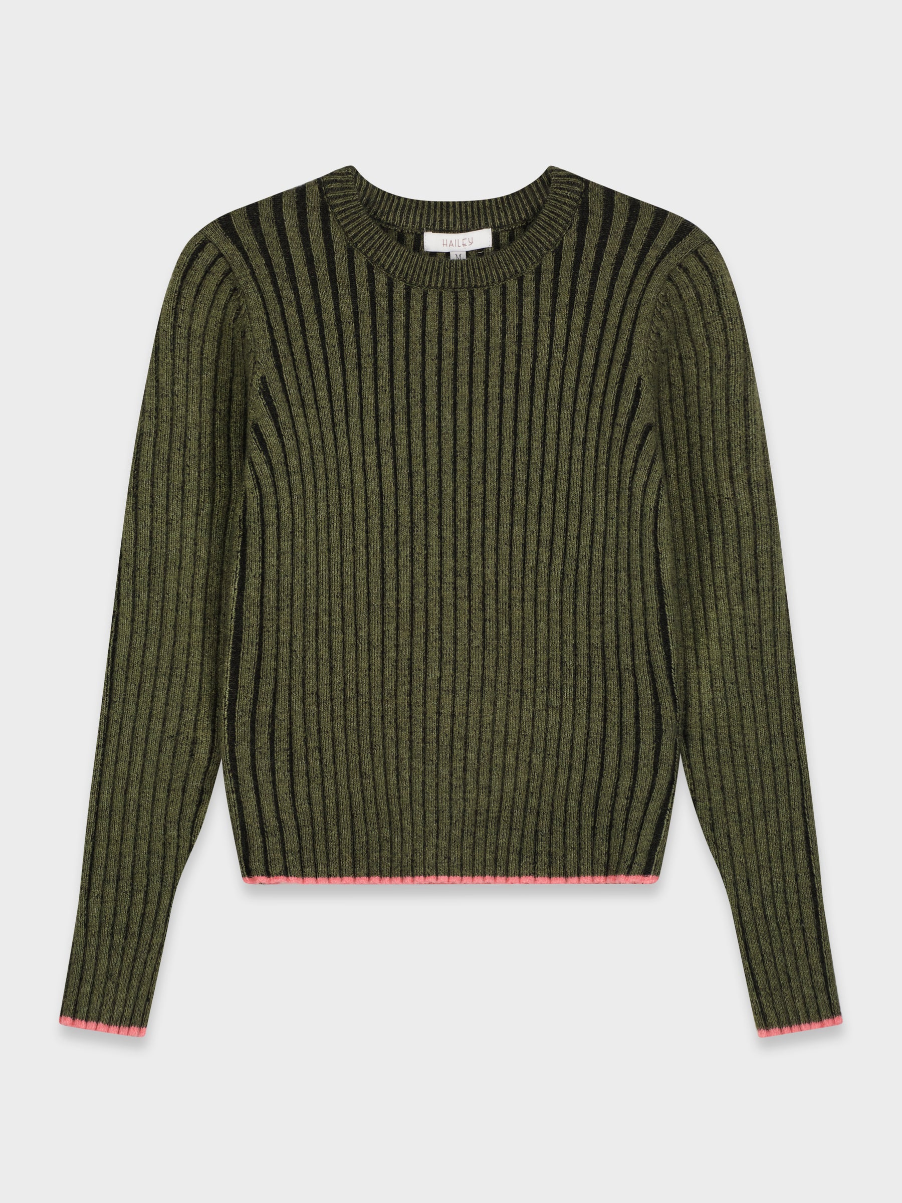 TWO TONE RIBBED SWEATER-GREEN
