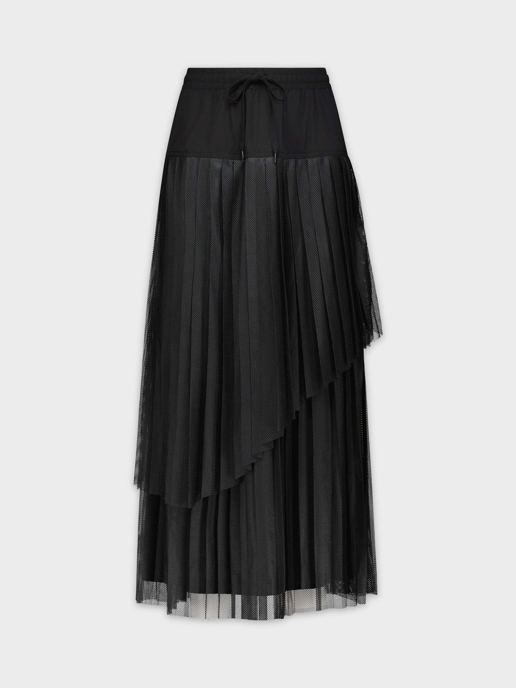 TWO LAYER MESH SKIRT-BLACK