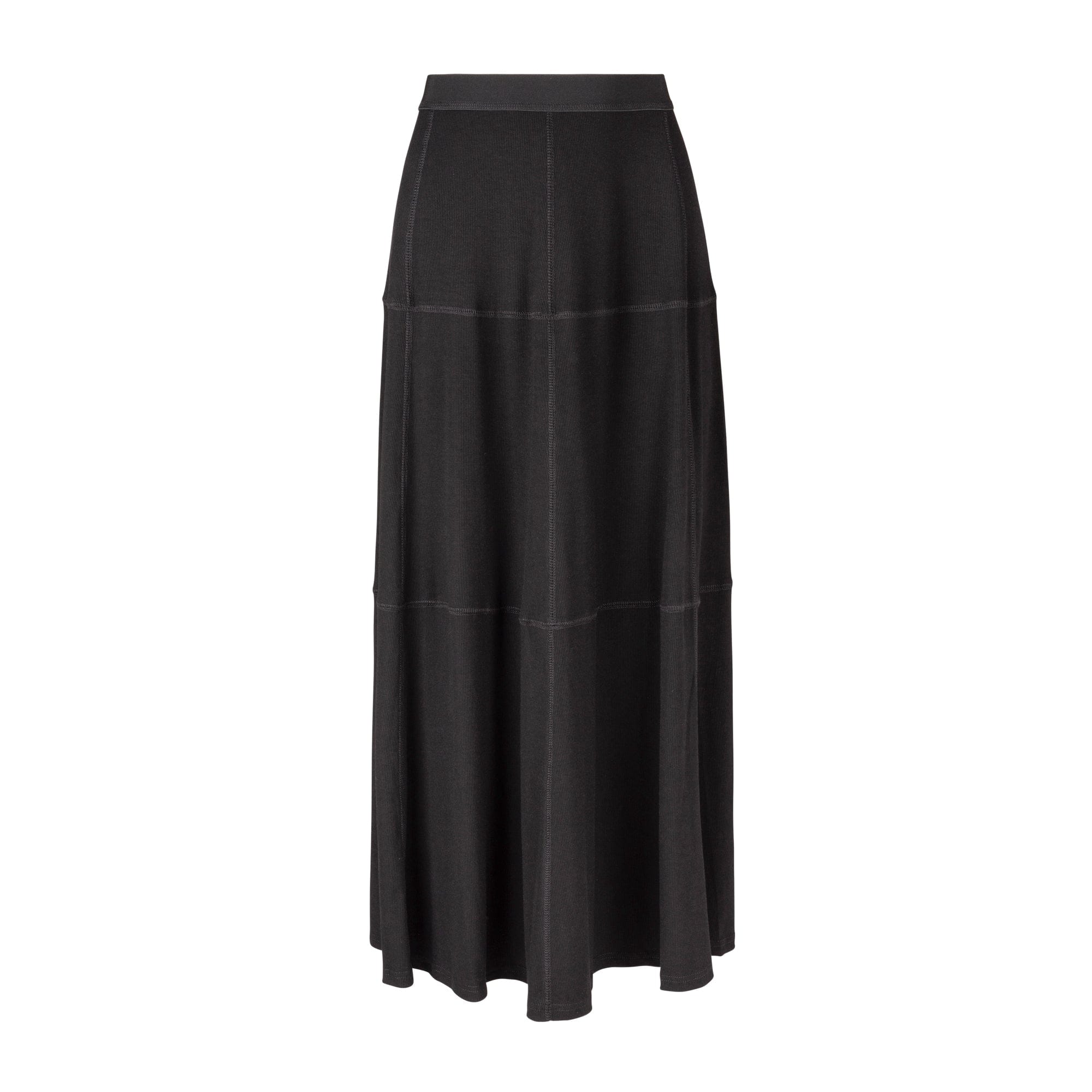 RIBBED SEAMED T-SHIRT SKIRT-BLACK