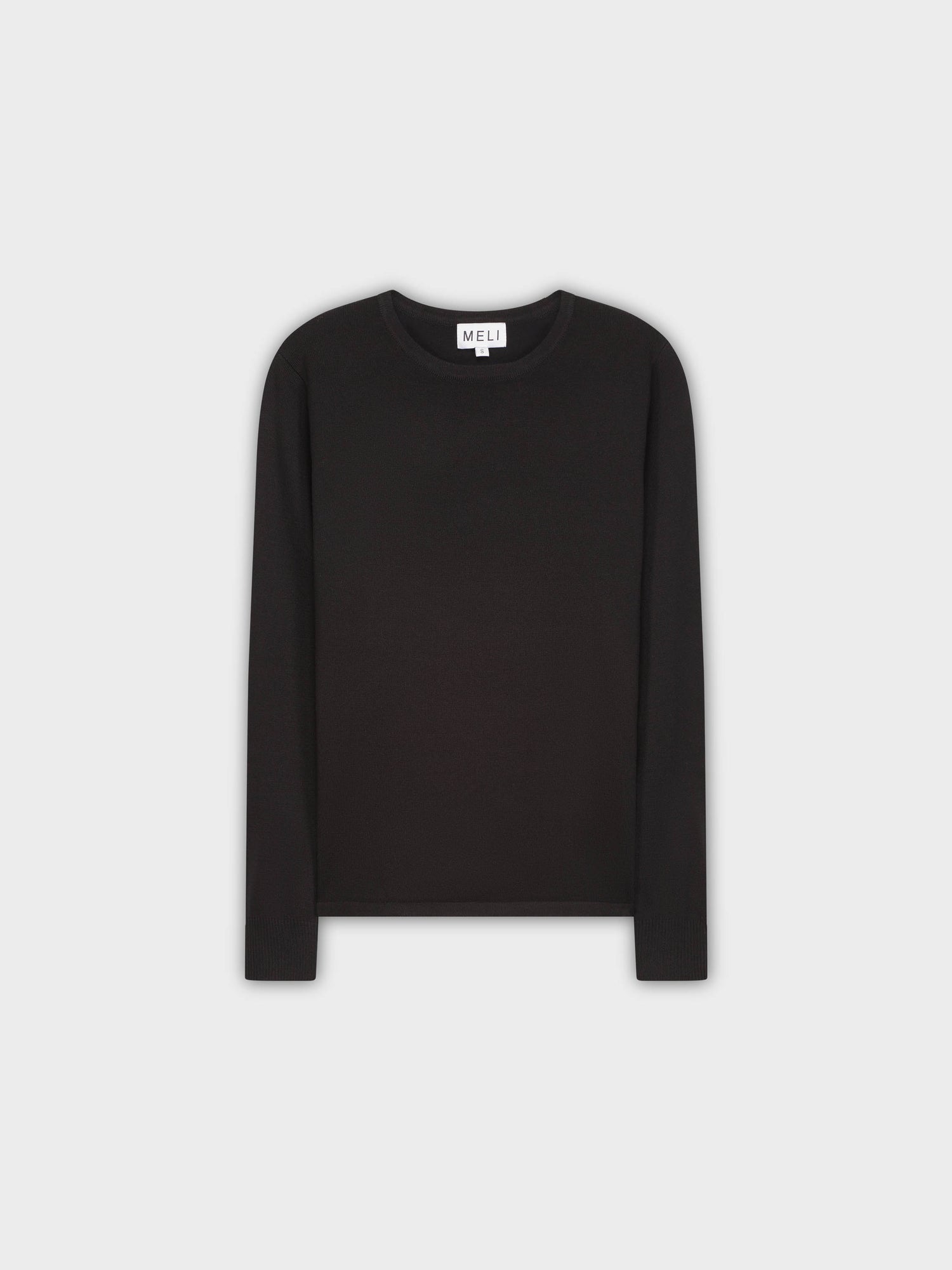 THIN KNIT CREW SWEATER-BLACK