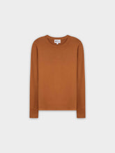 THIN KNIT CREW SWEATER-BROWN