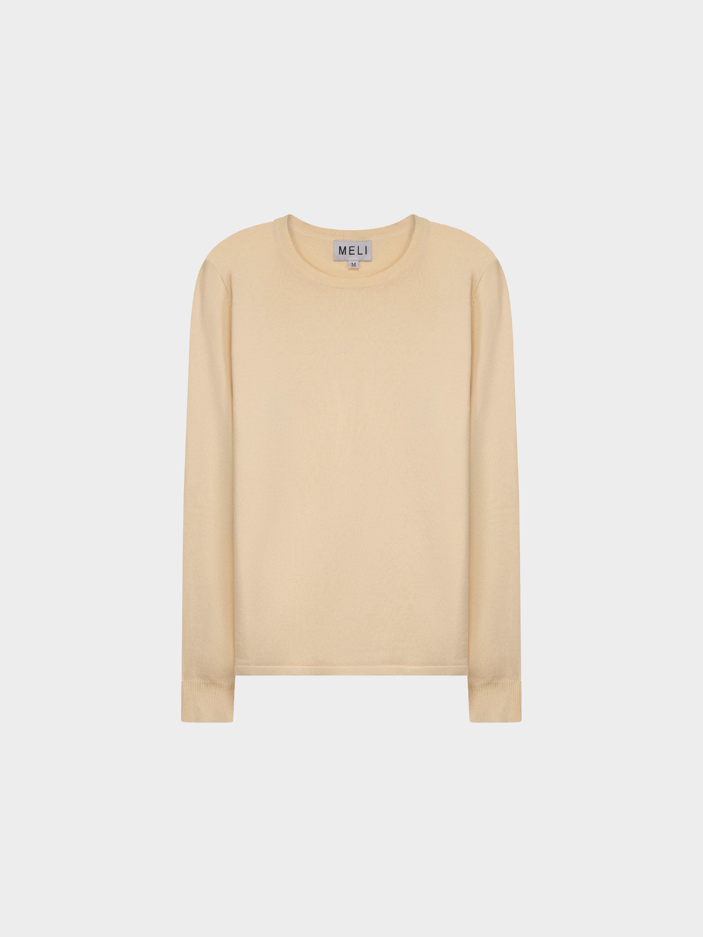 THIN KNIT CREW SWEATER-CREAM