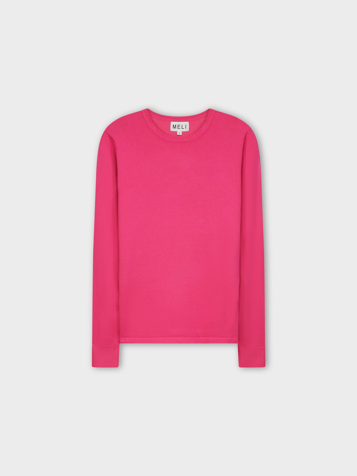 THIN KNIT CREW SWEATER-HOT PINK