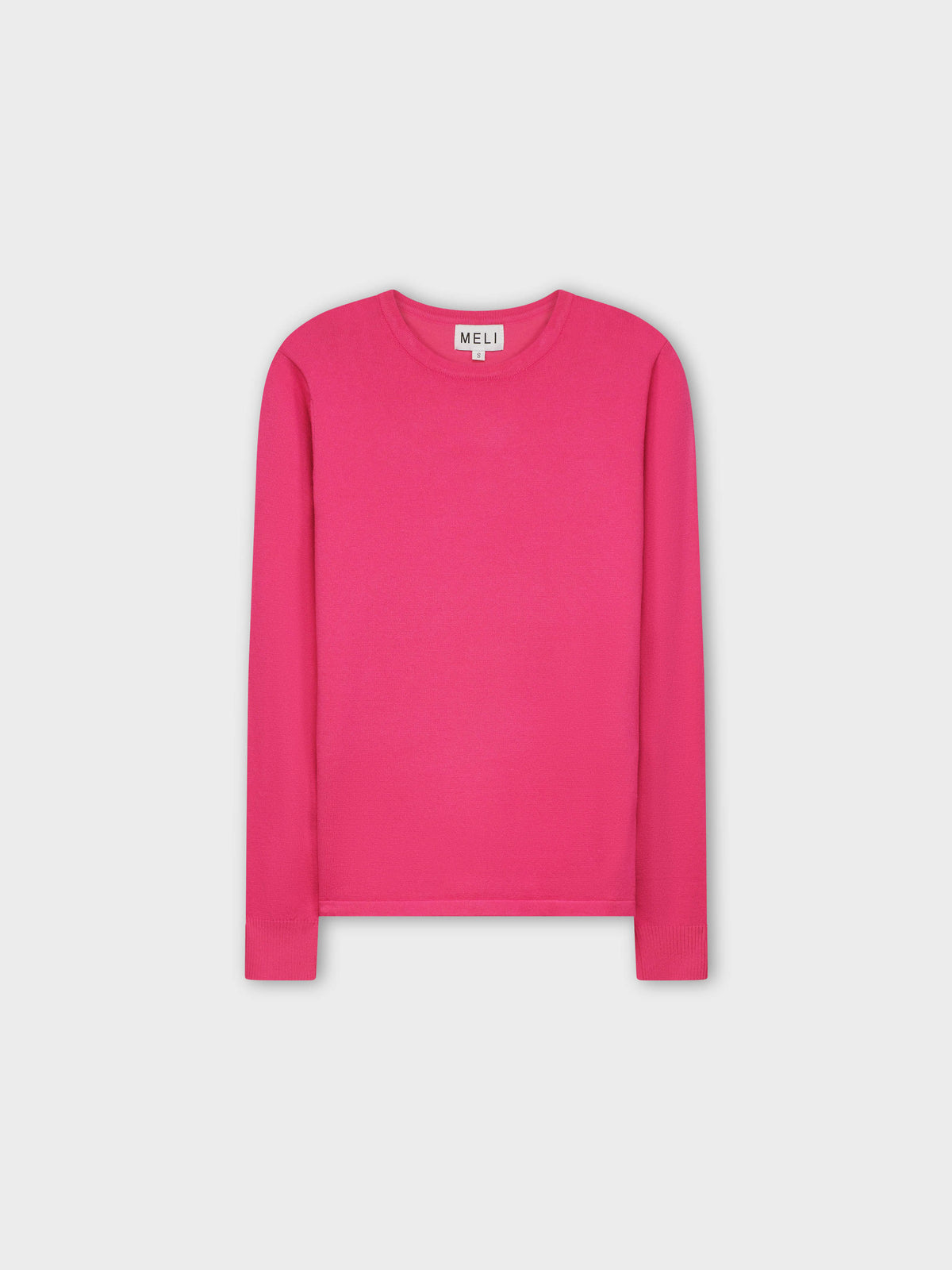 THIN KNIT CREW SWEATER-HOT PINK