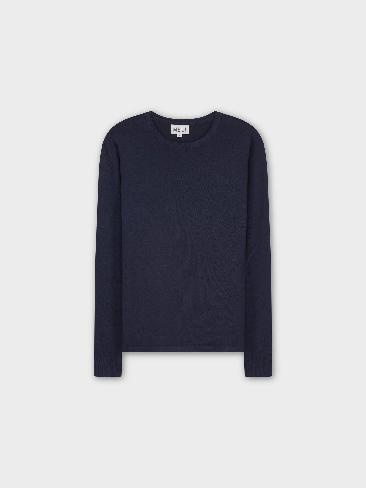 THIN KNIT CREW SWEATER-NAVY