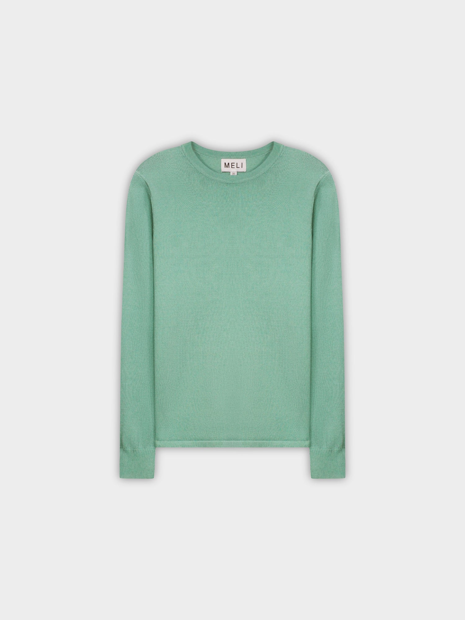 THIN KNIT CREW SWEATER-SAGE