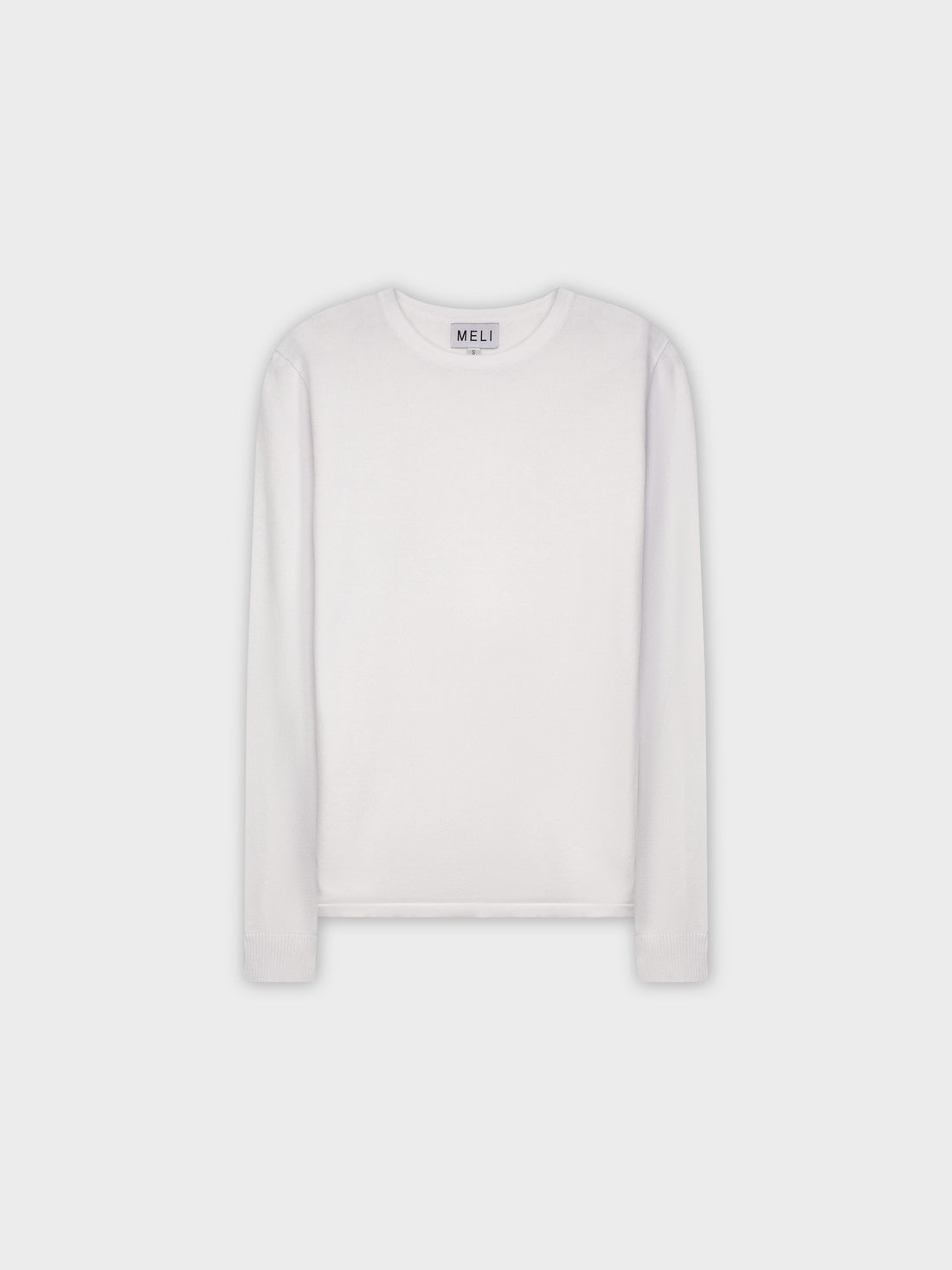 THIN KNIT CREW SWEATER-WHITE