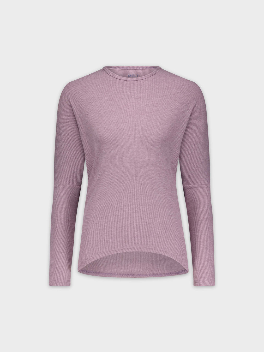 CREW RIBBED DOLMAN-HEATHER PURPLE