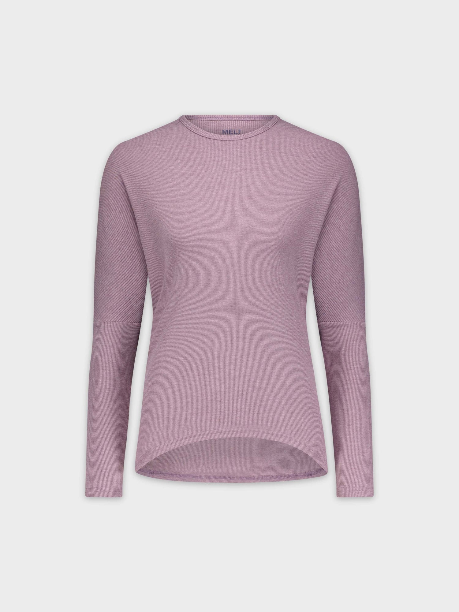 CREW RIBBED DOLMAN-HEATHER PURPLE