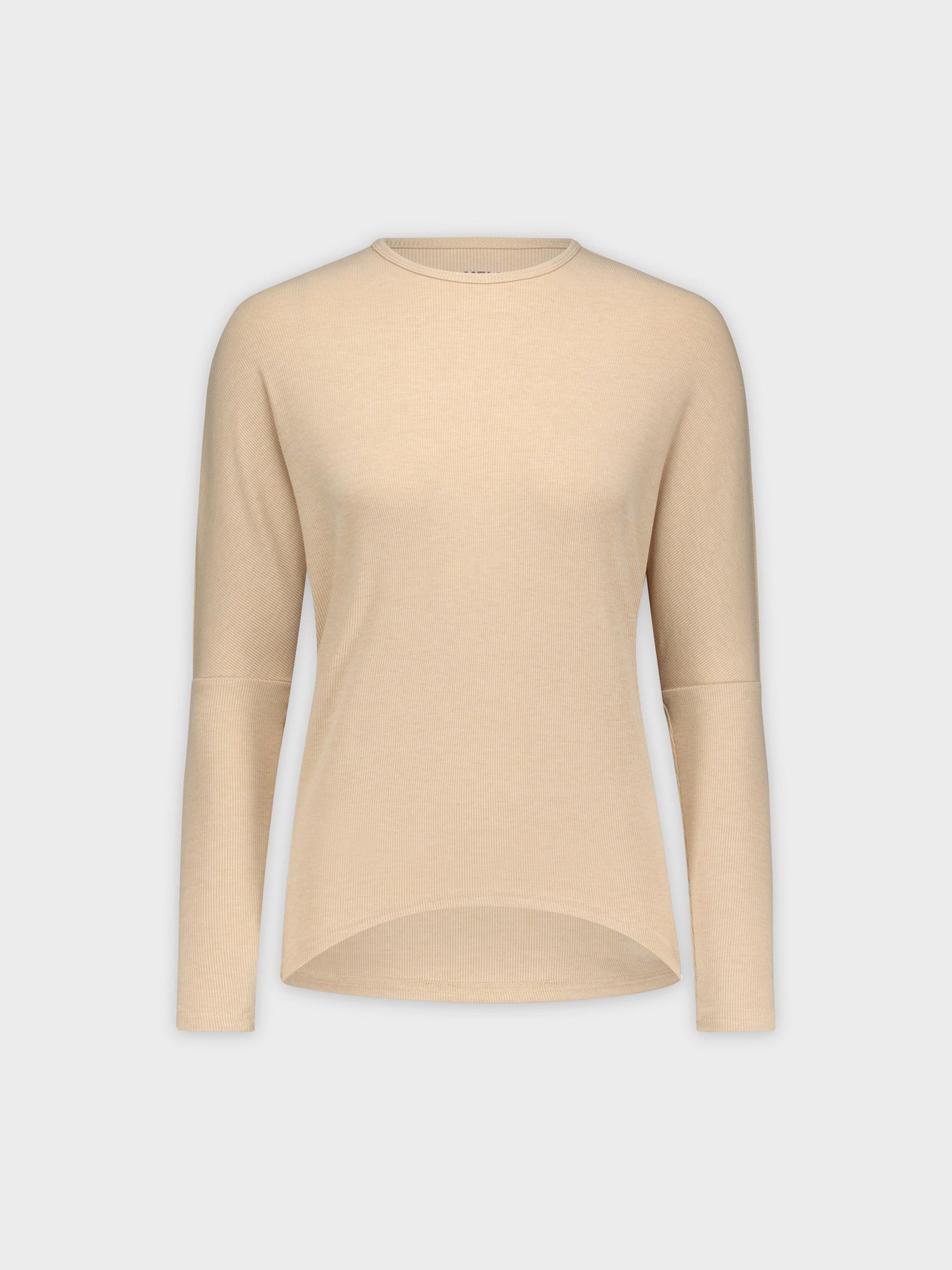 CREW RIBBED DOLMAN-HEATHERED TAN