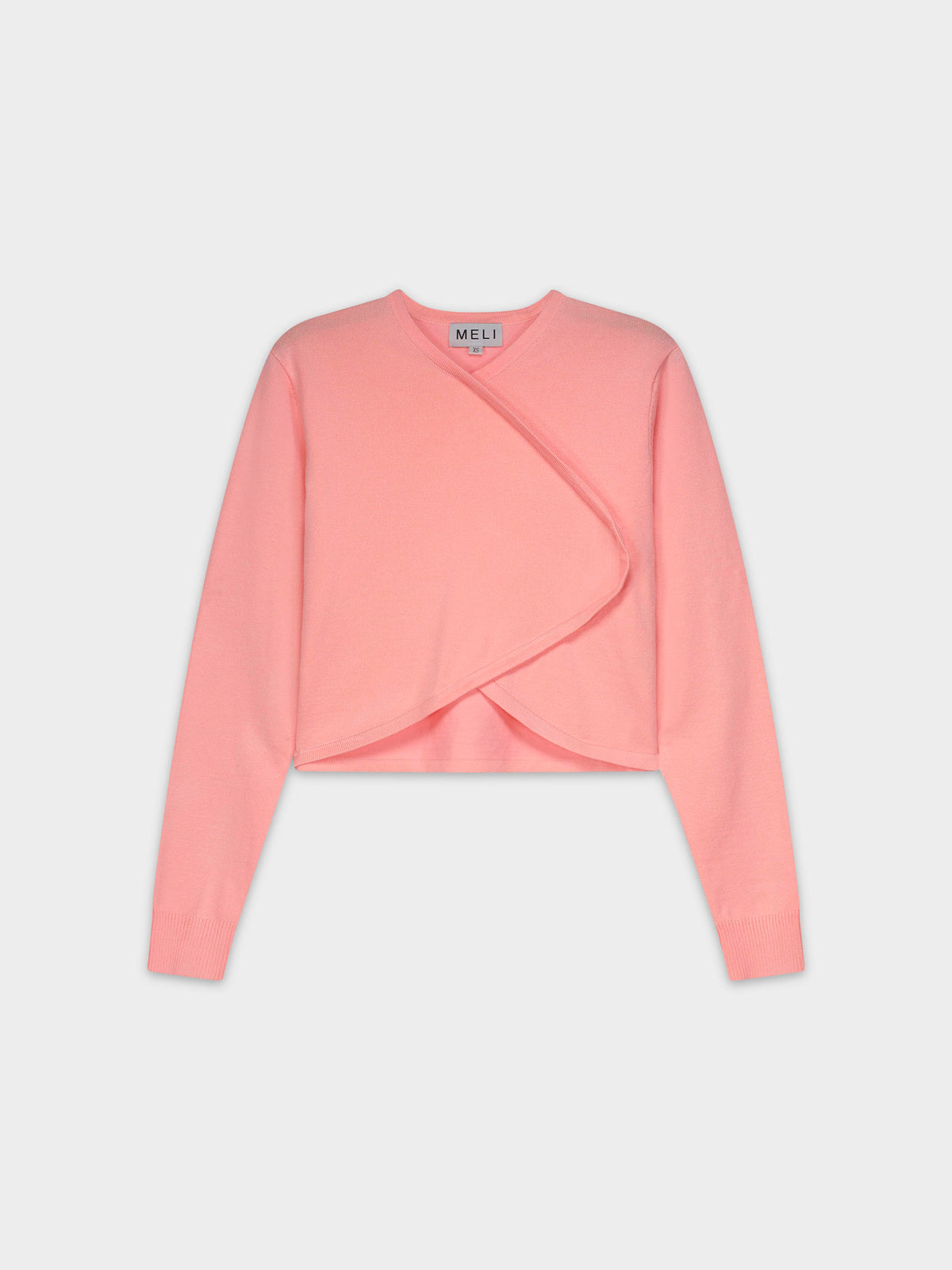 CROP CROSSOVER SWEATER-PINK