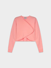 CROP CROSSOVER SWEATER-PINK