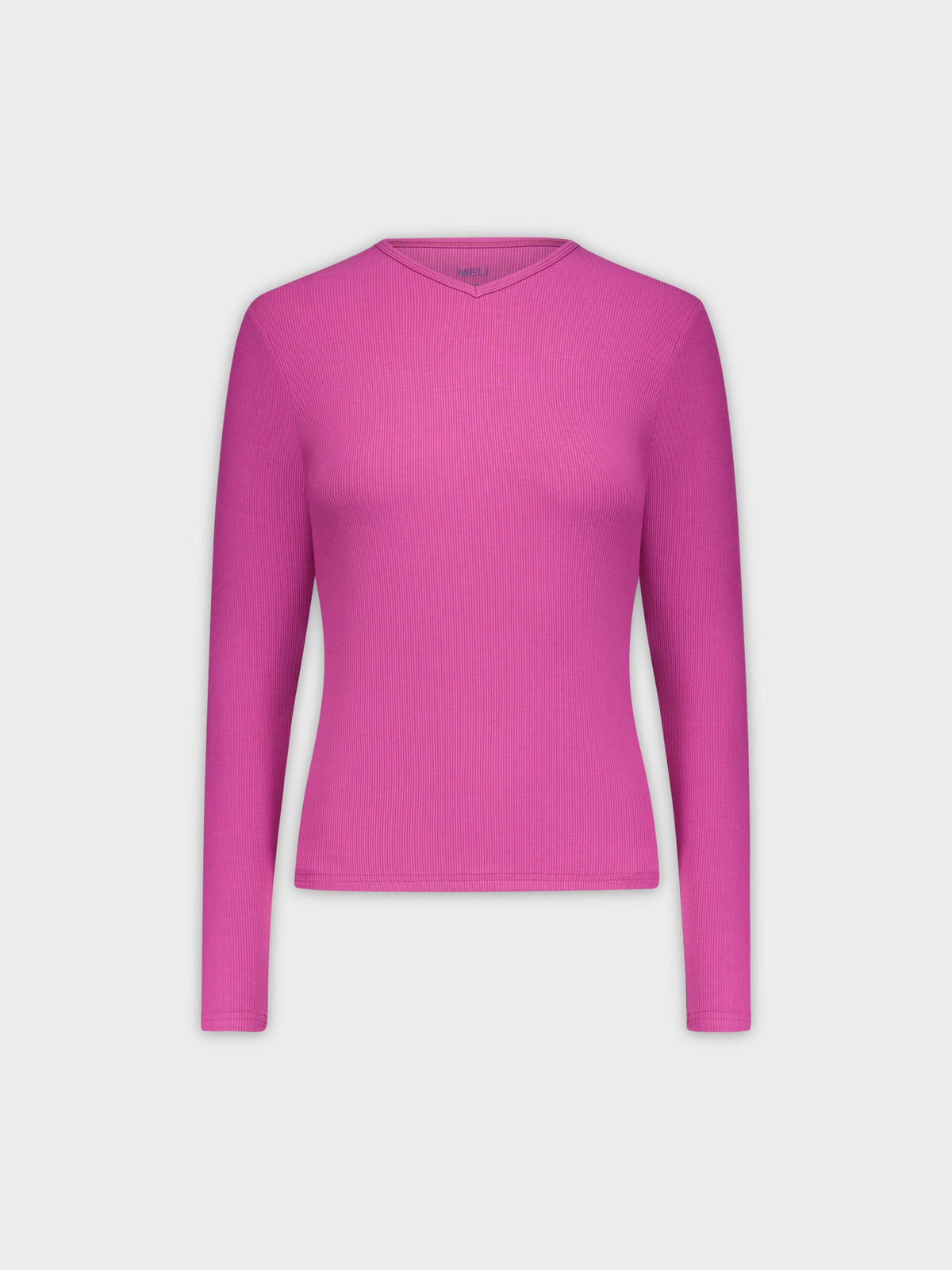 RIBBED HIGH V LS-BERRY