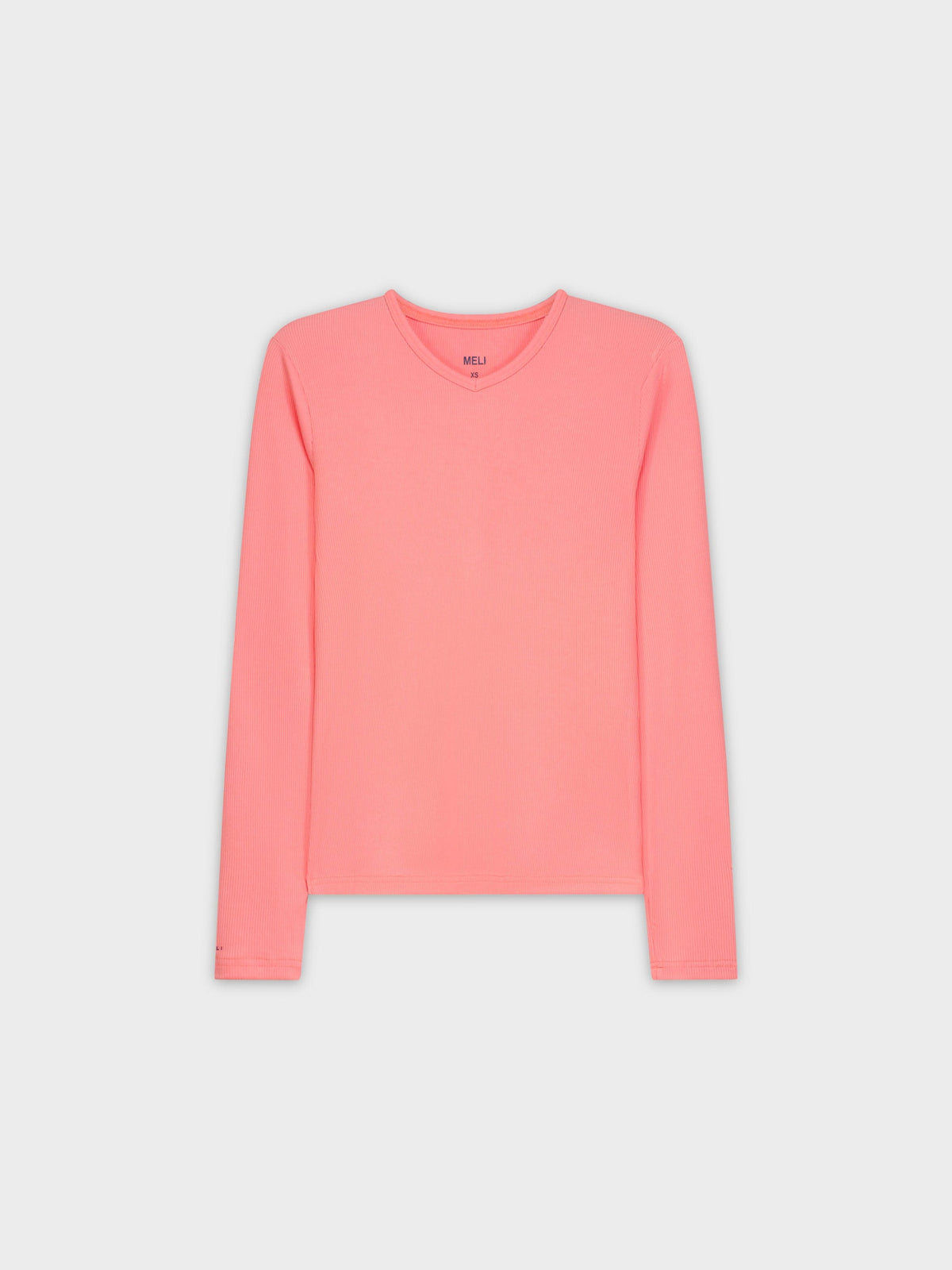RIBBED HIGH V LS-PINK