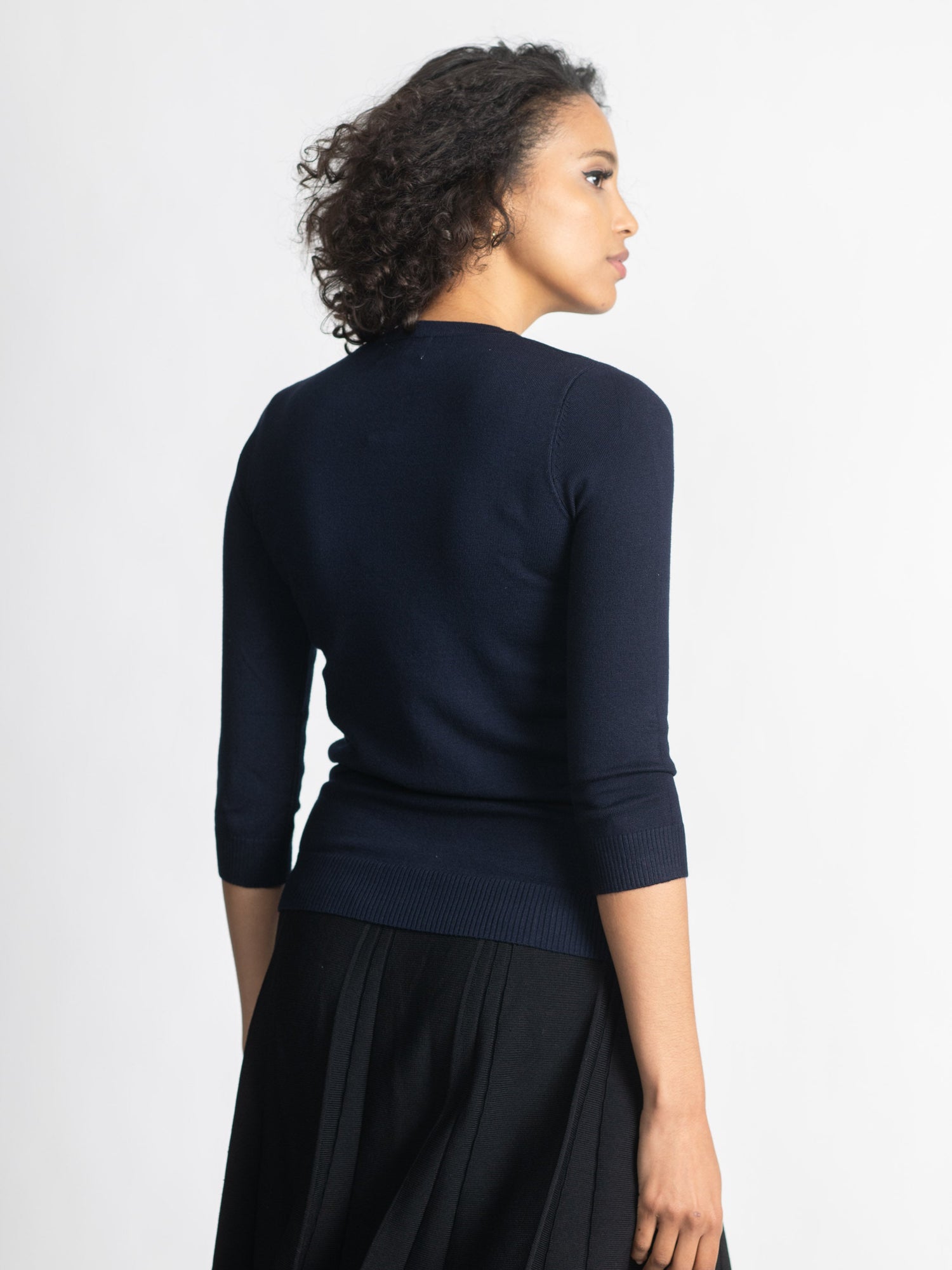 BASIC CREW SWEATER (3Q) - NAVY