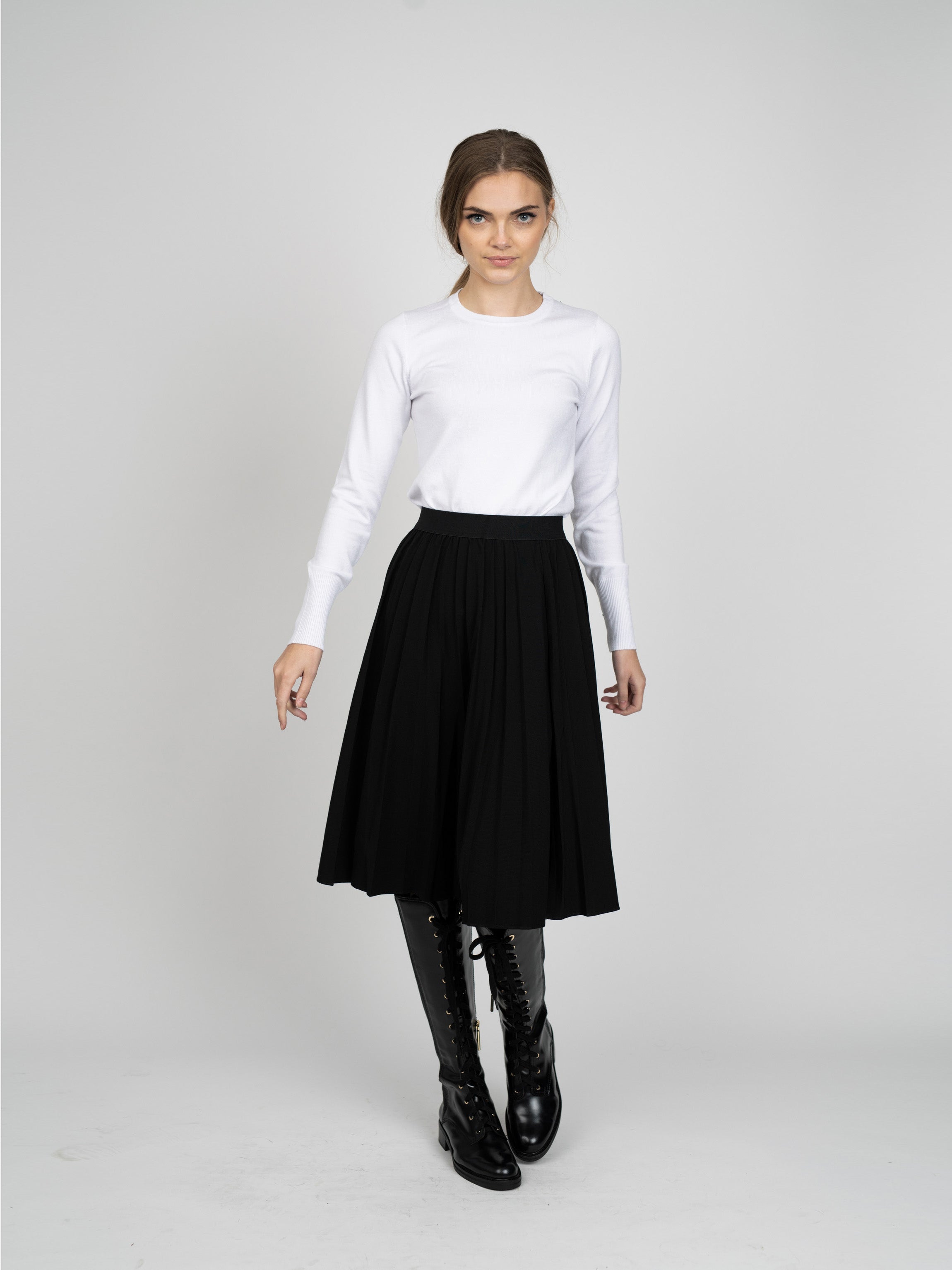 PLEATED SKIRT 24&quot;-BLACK