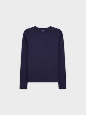 BASIC HIGH V TEE LS-NAVY