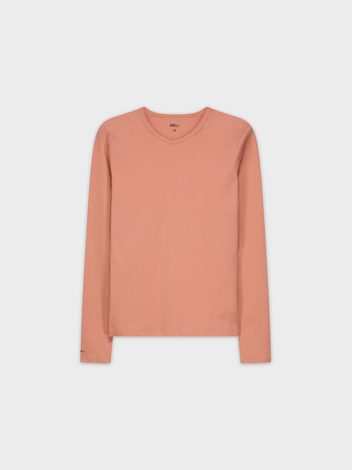 BASIC HIGH V TEE LS-PEACH