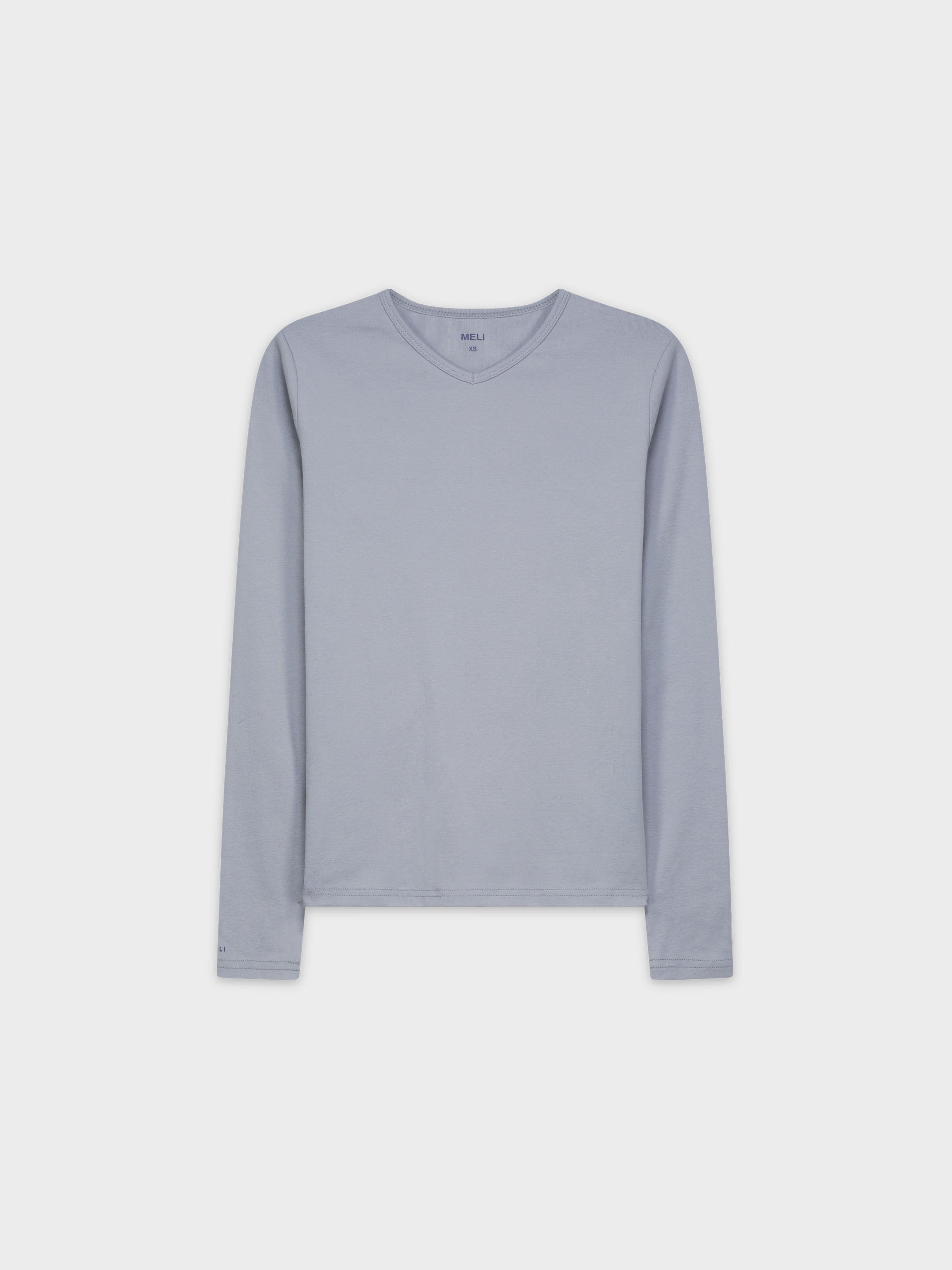 BASIC HIGH V TEE LS-SKY BLUE