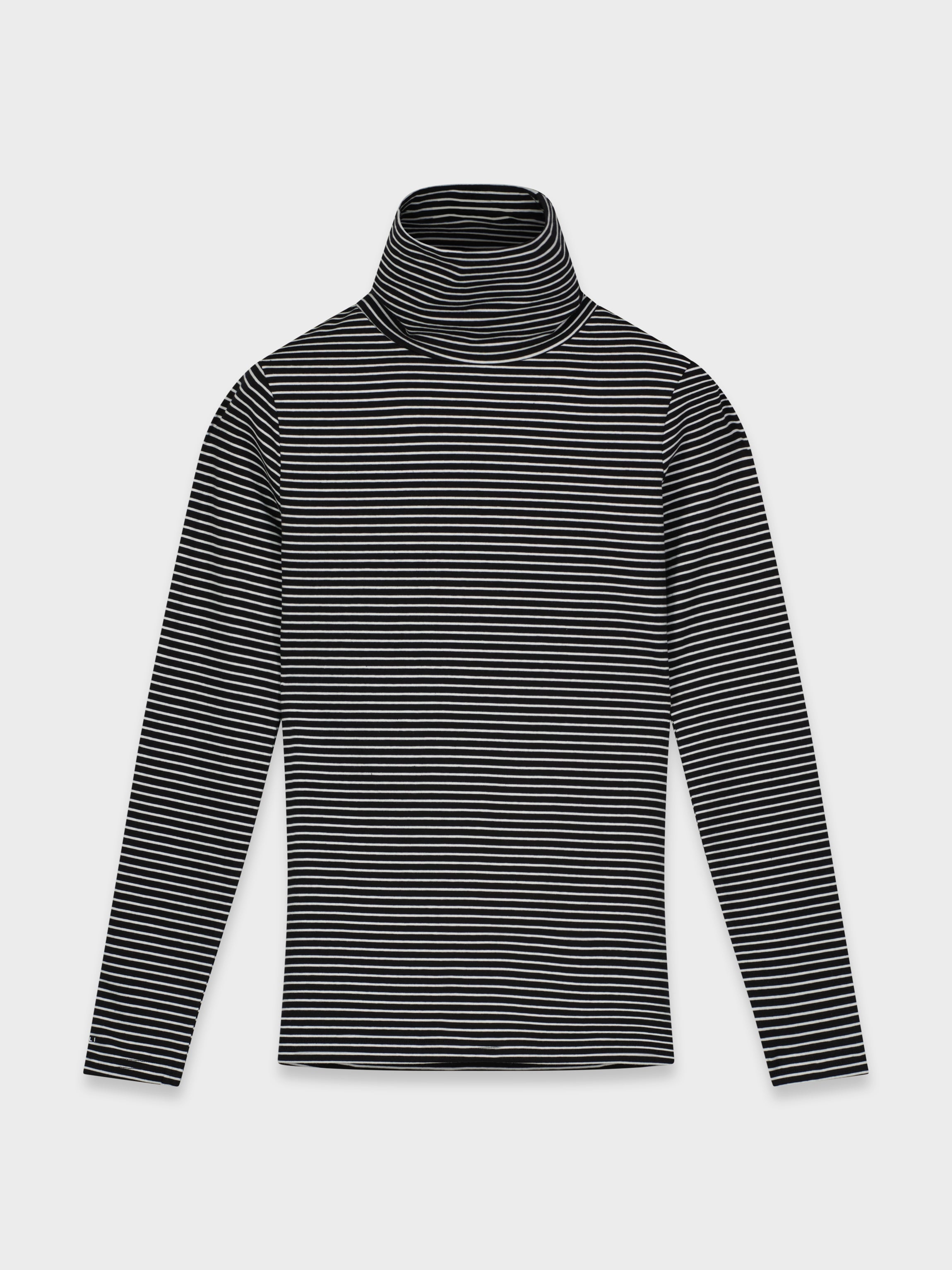 STRIPE TURTLENECK-B/W