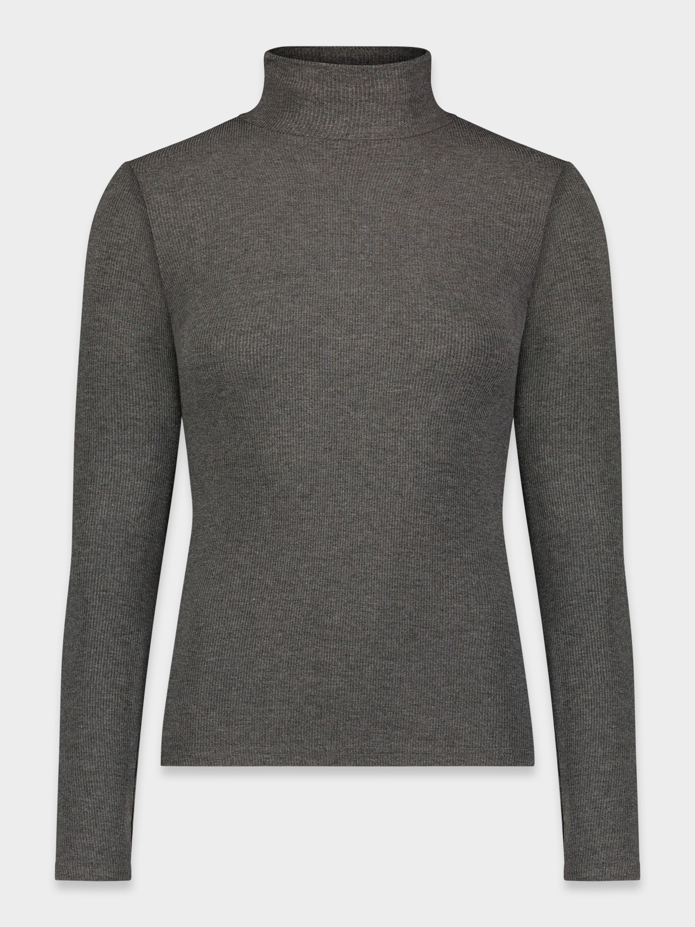 RIBBED TURTLENECK-HEATHER GREY