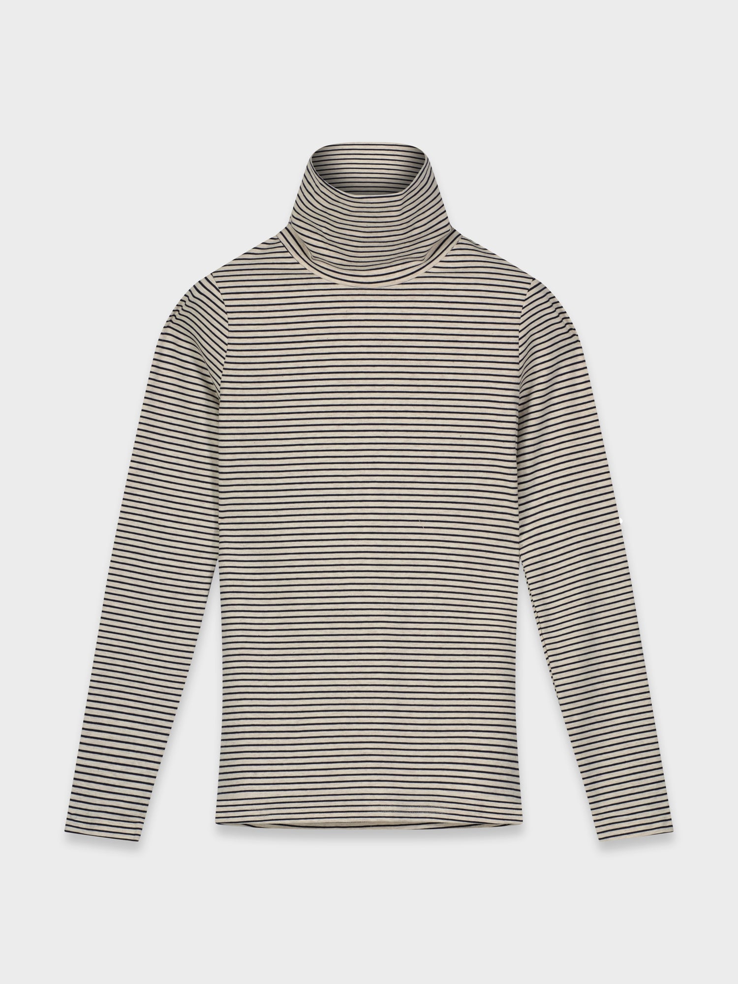 STRIPE TURTLENECK-HEATHER BLACK