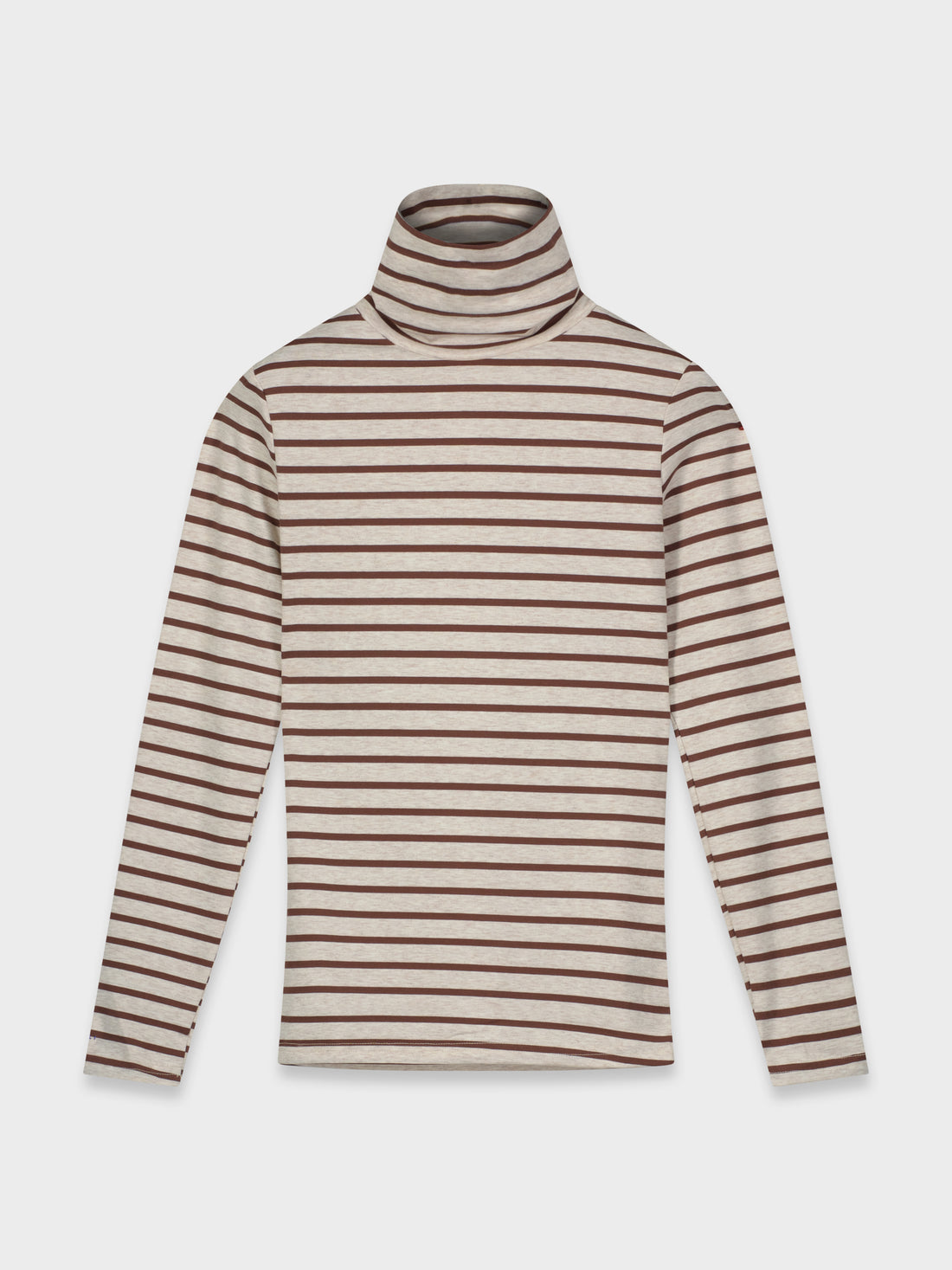 STRIPE TURTLENECK-HEATHER BROWN