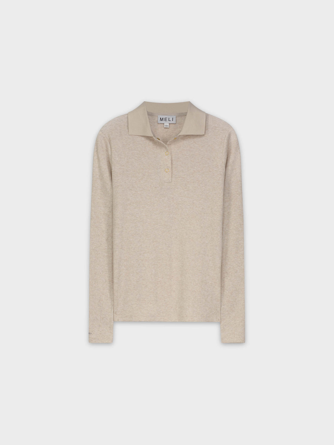 RIBBED COLLAR T-SHIRT-OATMEAL