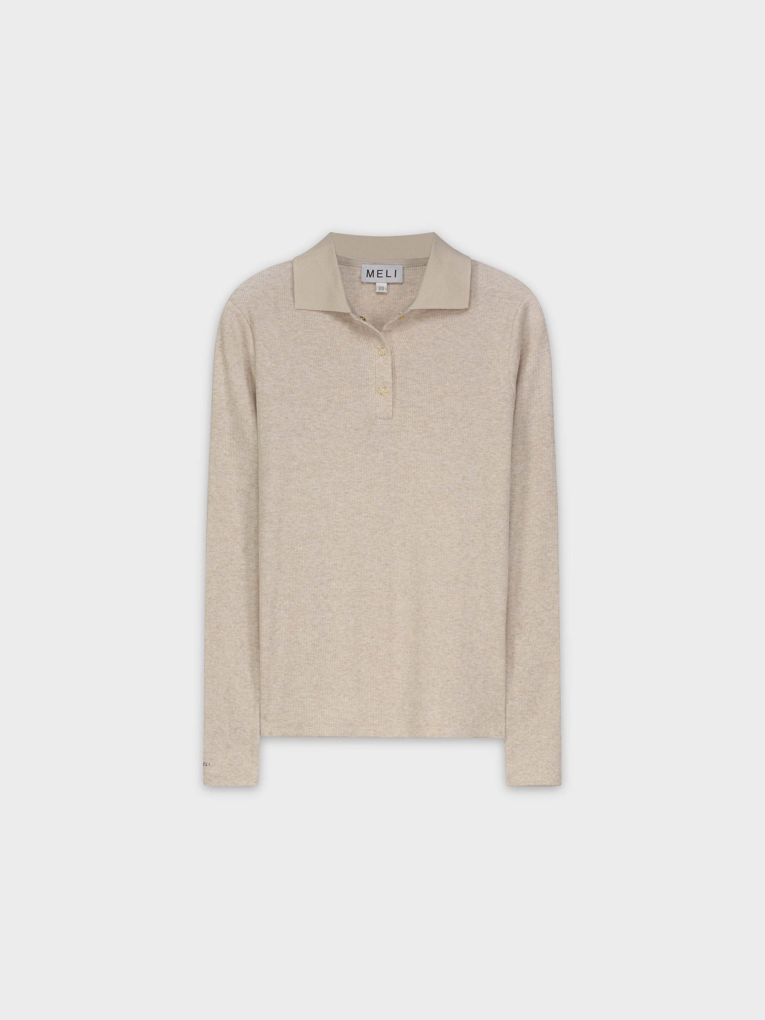 RIBBED COLLAR T-SHIRT-OATMEAL