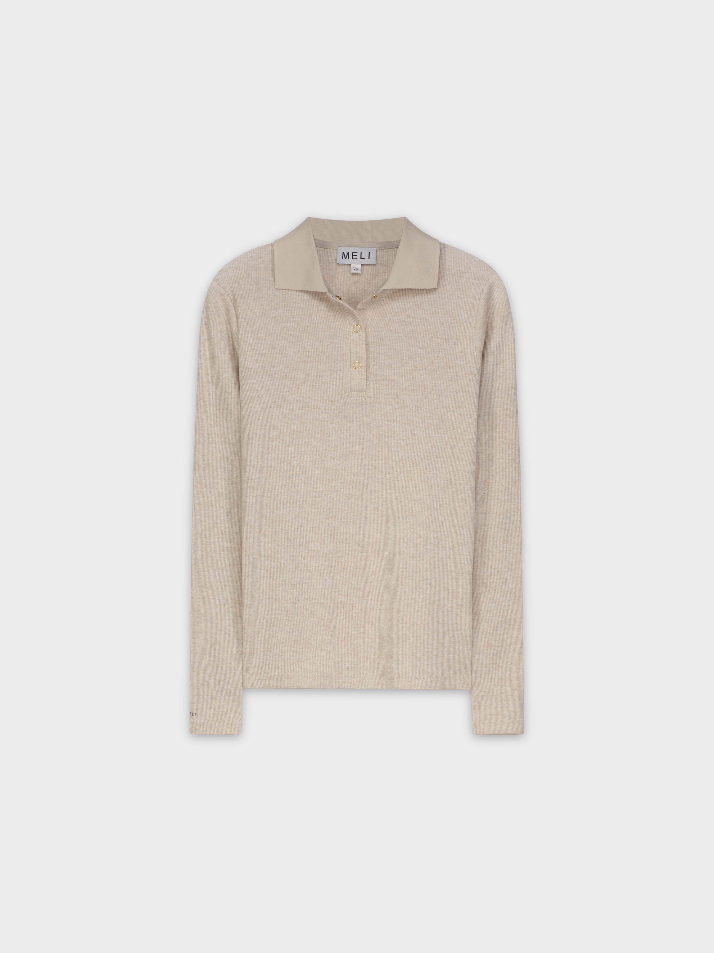 RIBBED COLLAR T-SHIRT-OATMEAL