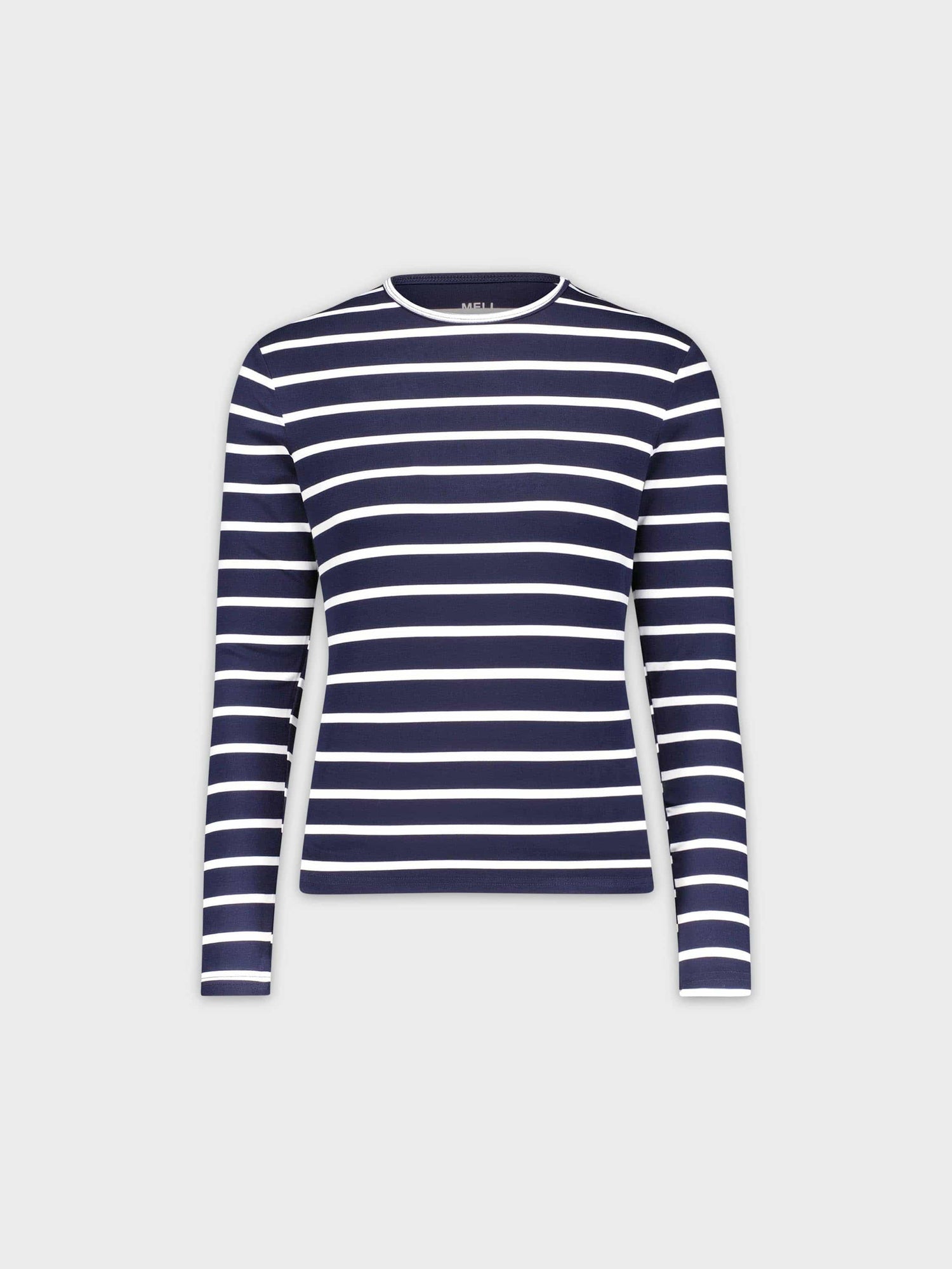 STRIPED BASIC CREW NECK-NAVY/WHITE