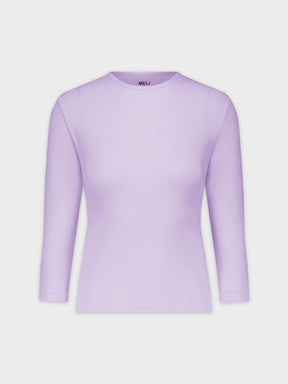 CLASSIC RIBBED CREW TEE 3Q-LILAC