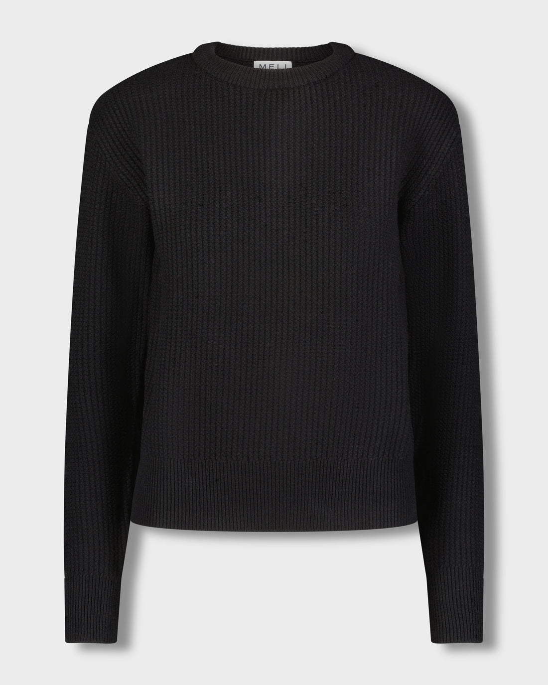 SOLID WAFFLE KNIT TOP-BLACK