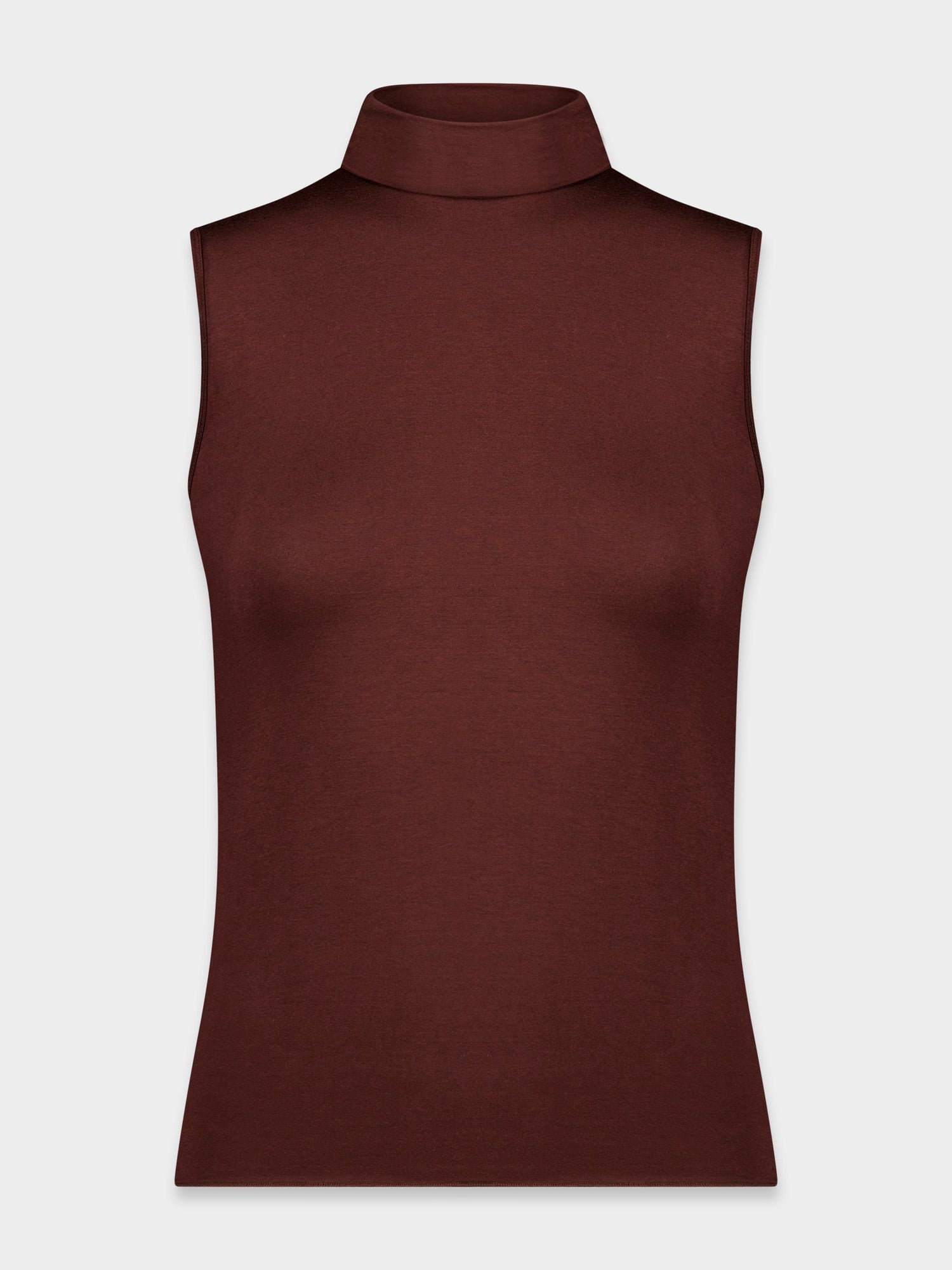 SLEEVELESS MODAL TURTLENECK-BROWN