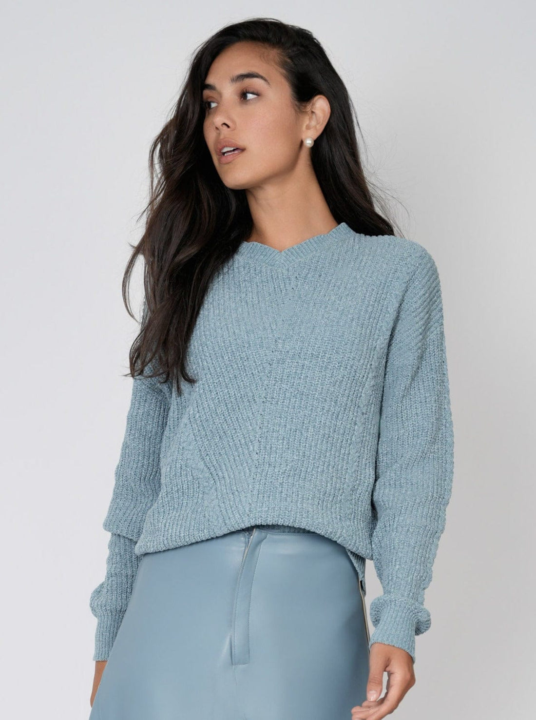 CHENILLE SWEATER-LIGHT BLUE