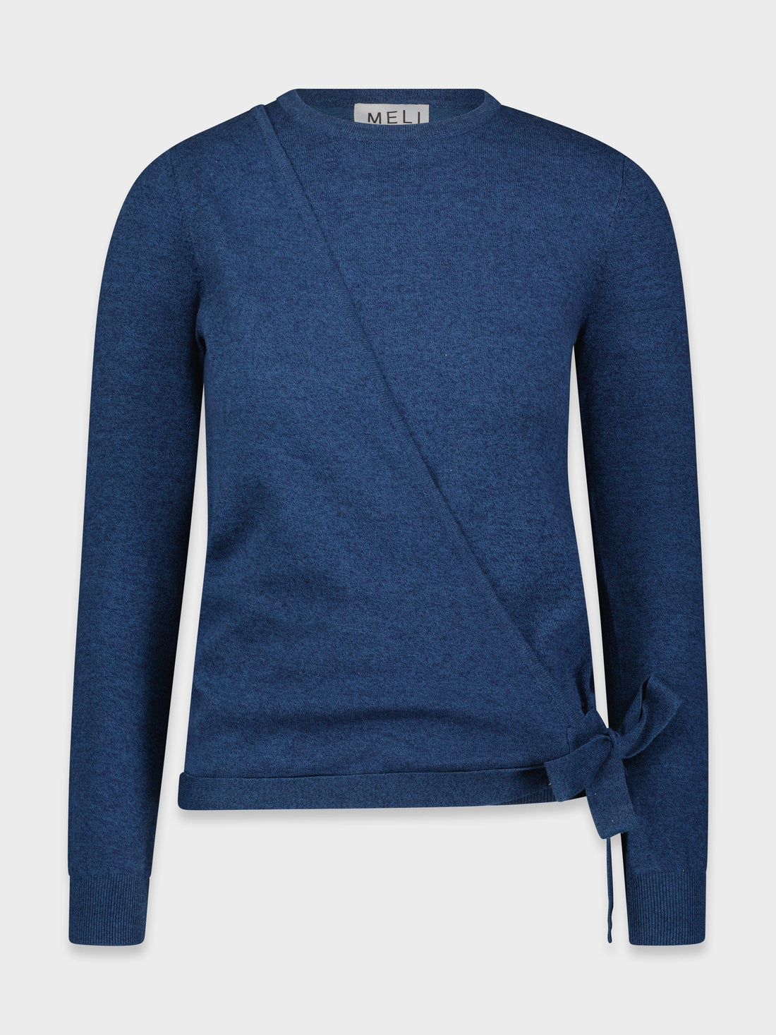 BASIC WRAP SWEATER-HEATHER BLUE