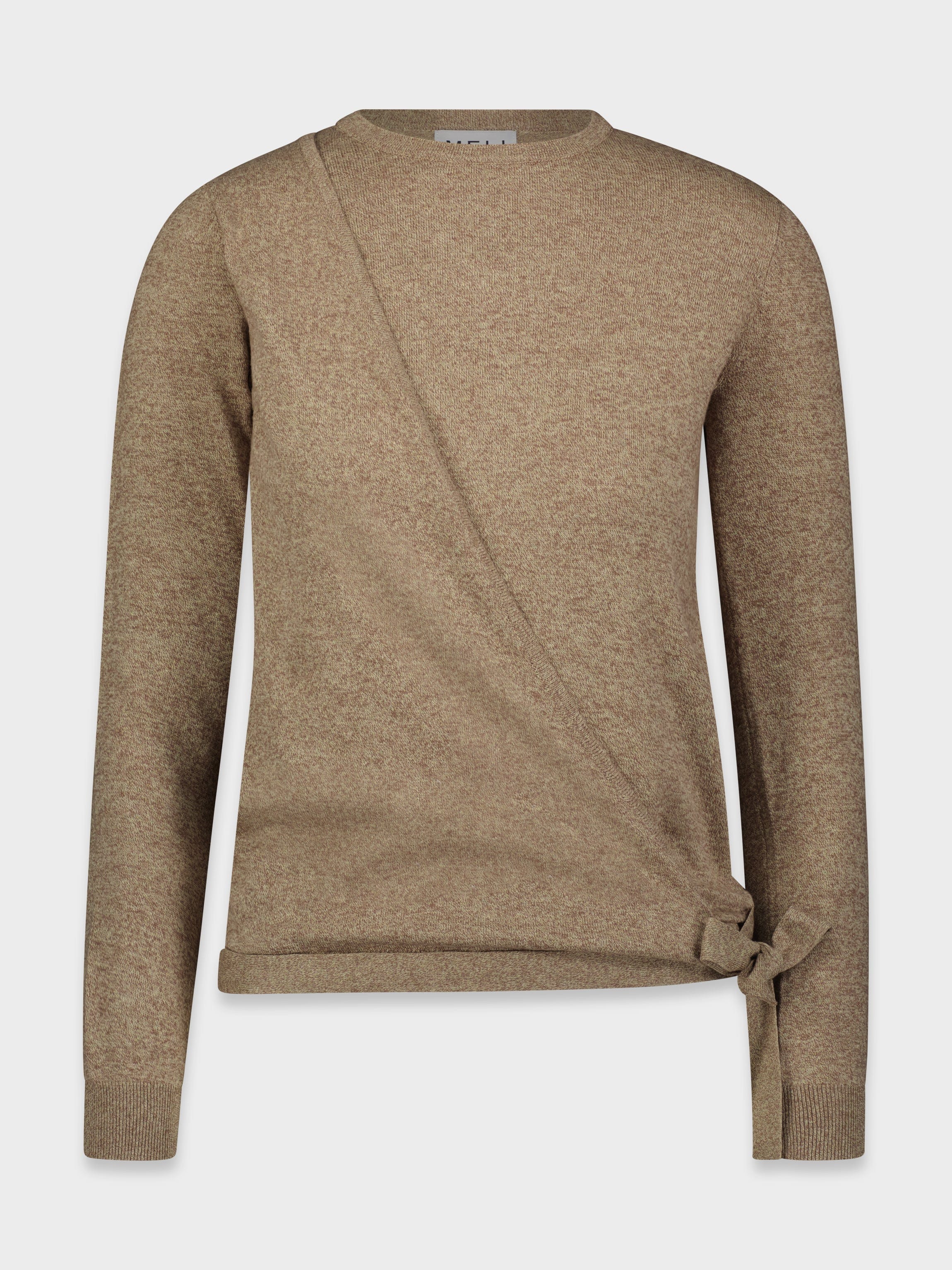 BASIC WRAP SWEATER-HEATHER BROWN