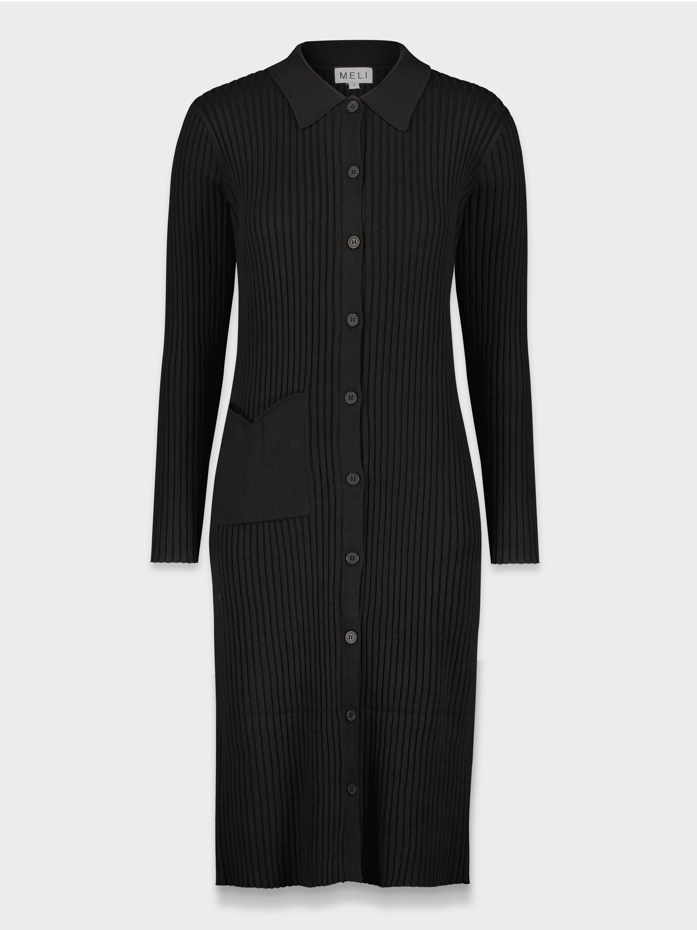 RIBBED CARDIGAN DRESS-42&quot;BLACK