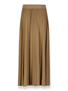 FLAT FRONT PLEATED SKIRT 35"-TAUPE